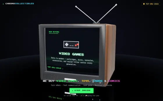 A CRT TV as the whole website