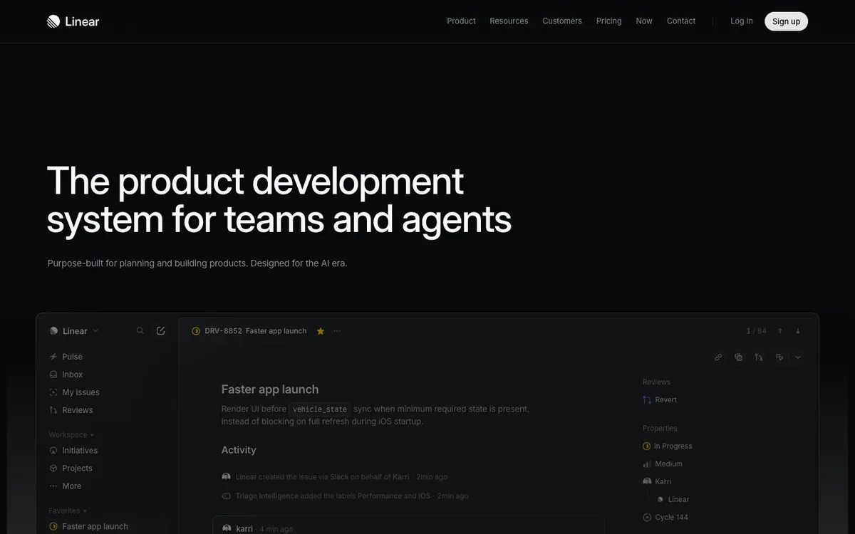 Linear homepage